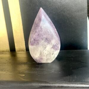 Premier Brazilian Lepidolite Flame • 250 g • 4″ Tall • Calming Crystal Point